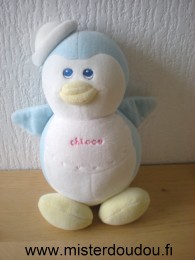 Doudou Pingouin Chicco Blanc bleu jaune 