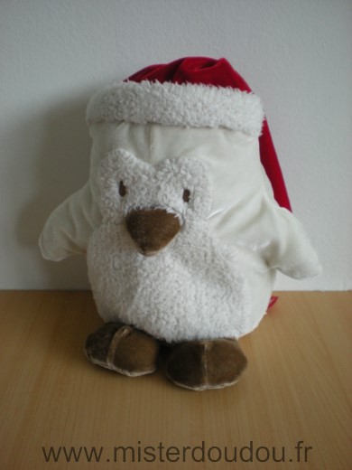 Doudou Pingouin Orchestra Blanc bonnet pere noel 