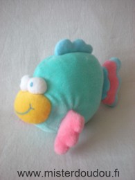 Doudou Poisson Jollybaby Vert bleu rose jaune 