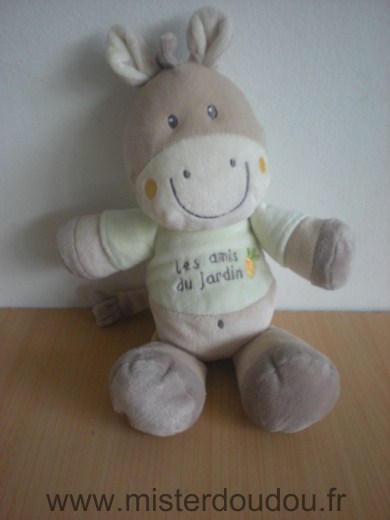 Doudou Poney Bébérêve Beige vert les amis du jardin 