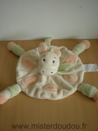 Doudou Poney Kimbaloo Jaune orange echarpe verte 