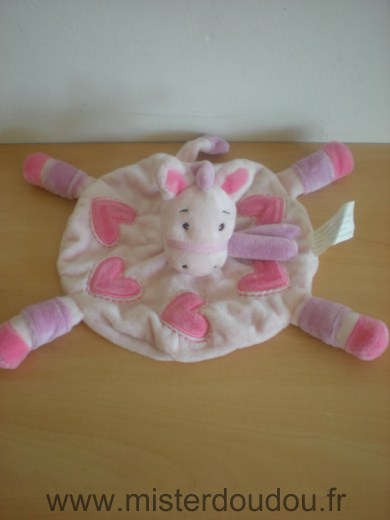 Doudou Poney Kimbaloo Rose coeurs roses 