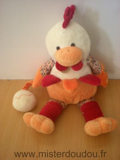 Doudou Poule Doudou et compagnie Orange rouge poupilou 