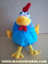 Doudou Poule Fizzy Bleu jaune rouge Miss cotcot