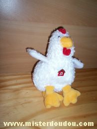 Doudou Poule Gipsy Blanc Fait 'cot cot cot...' quand on appuie sur le ventre