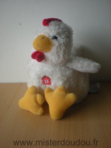 Doudou Poule Gipsy Blanc rouge 