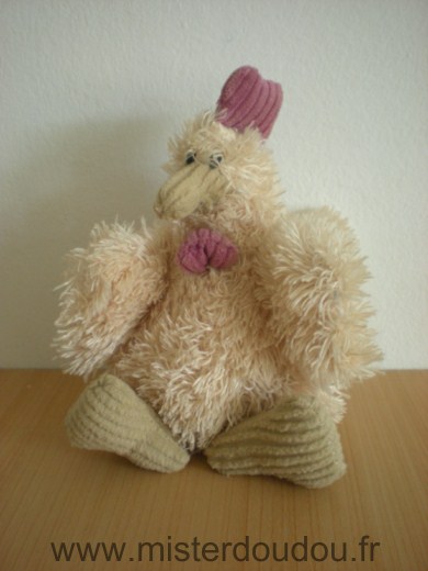 Doudou Poule Planet pluch Beige mauve 