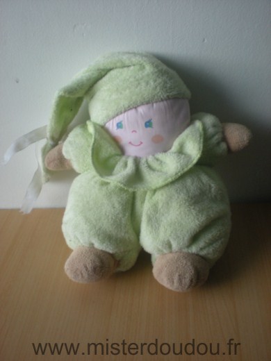 Doudou Poupée Ajena Vert bonnet vert 