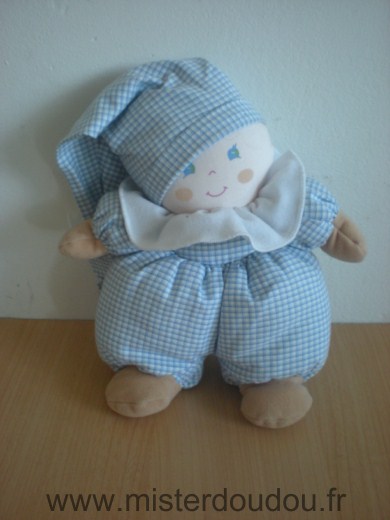 Doudou Poupée Ajena Vichy bleu 