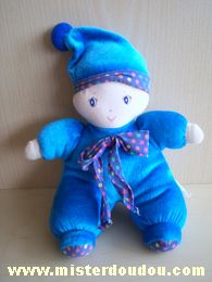 Doudou Poupée Auchan Bleu 