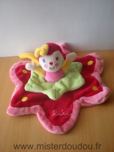 Doudou Poupée Baby nat Lili dim dam doum rouge rose vert 