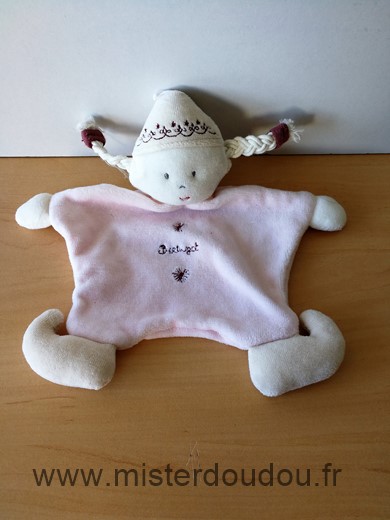 Doudou Poupée Berlingot Rose blanc berlingot 