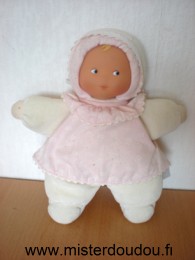 Doudou Poupée Corolle Blanc robe rose 