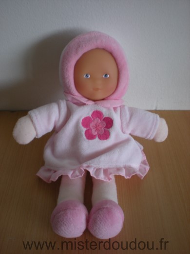 Doudou Poupée Corolle Robe rose fleur rose 