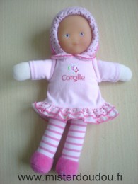 Doudou Poupée Corolle Robe rose jambes rayées rose 