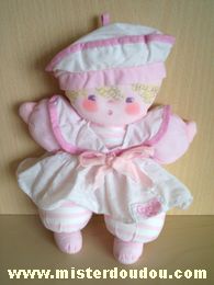 Doudou Poupée Corolle Rose blanc 