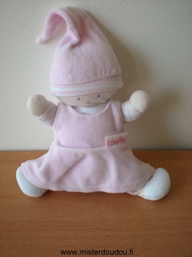 Doudou Poupée Corolle Rose blanc 