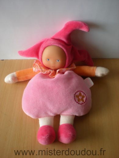 Doudou Poupée Corolle Rose orange 