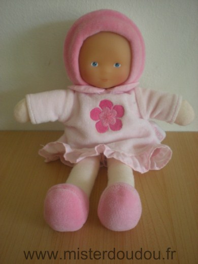 Doudou Poupée Corolle Rose rose fleur rose 