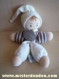 Doudou Poupée Doudou et compagnie Blanc marron Quelques bouloches sur le bonnet