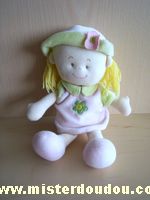 Doudou Poupée Maxita Robe rose chapeau vert rose 