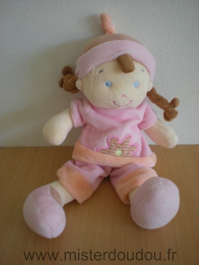 Doudou Poupée Mots d enfants Rose fleur rose 