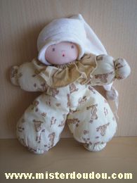 Doudou Poupée Moulin roty Beige bonnet écru 
