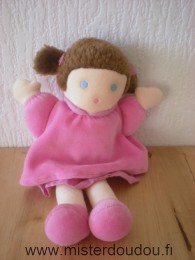 Doudou Poupée Nounours Robe rose 