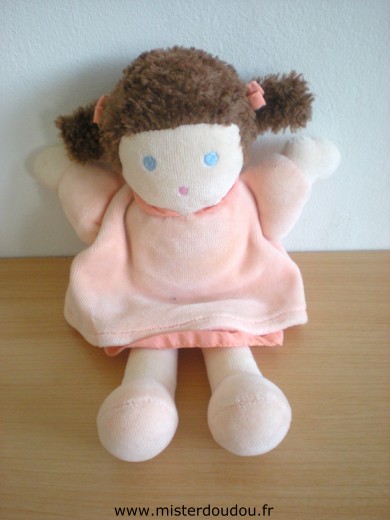 Doudou Poupée Nounours Robe rose 