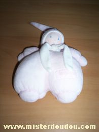 Doudou Poupée Nounours Rose écharpe blanche Juste un fil manque peut être la tirette pour la boite à musique