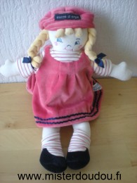 Doudou Poupée Sucre d orge Robe rose blanc  bleu marine 