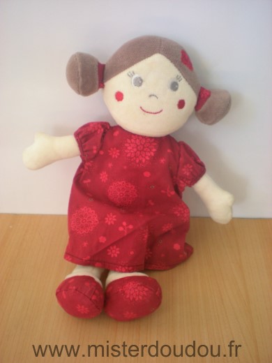 Doudou Poupée Sucre d orge Robe rouge 