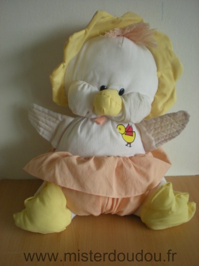 Doudou Poussin - marque non connue - Poussin ou canard en toile de parachute style puffalump blanc rose jaune 