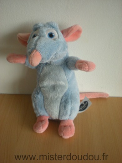 Doudou Rat Disney Remy de ratatouille bleu rose 