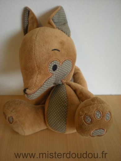 Doudou Renard France loisirs Sacha le renard marron vert 