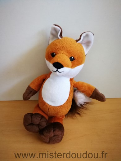 Doudou Renard Kinder Roux marron blanc 