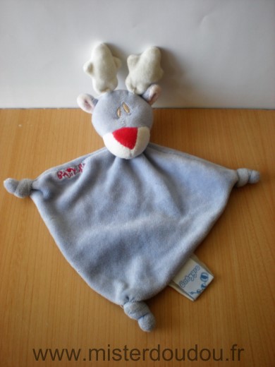 Doudou Renne Babygro Bleu nez rouge 