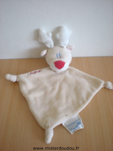 Doudou Renne Babygro Triangle beige nez rouge 