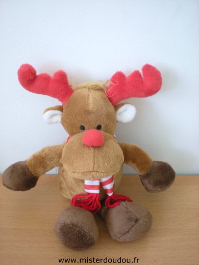 Doudou Renne Lbvyr Maron rouge 