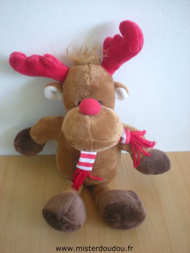 Doudou Renne Lbvyr Marron rouge 