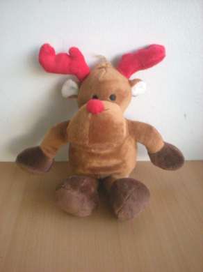 Doudou Renne Lbvyr Marron rouge 