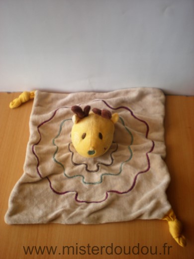 Doudou Renne Pommette Cerf elan beige jaune 