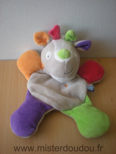 Doudou Renne Sucre d orge Gris orange rouge vert violet 