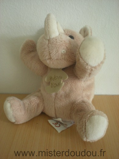 Doudou Rhinocéros Histoire d ours Beige 