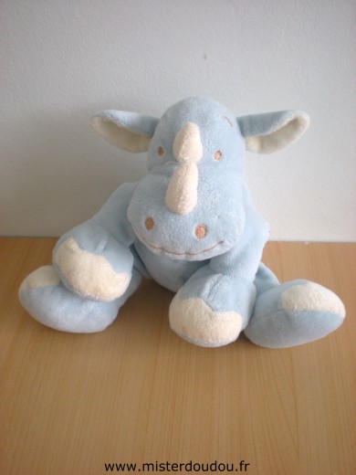 Doudou Rhinocéros Kiabi baby Bleu blanc 