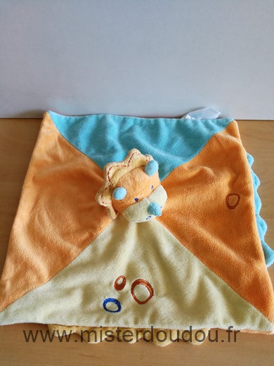 Doudou Rhinocéros Kiabi baby Orange bleu jaune 