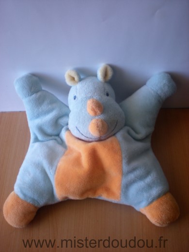 Doudou Rhinocéros Nattou Bleu orange 