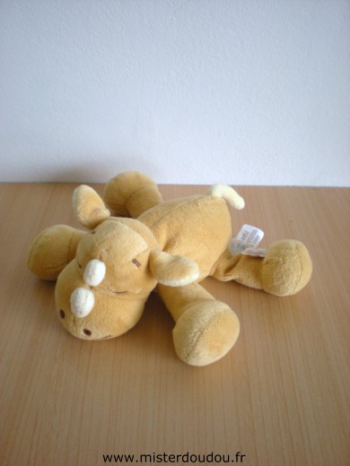 Doudou Rhinocéros Noukie s Marron Petit modèle
