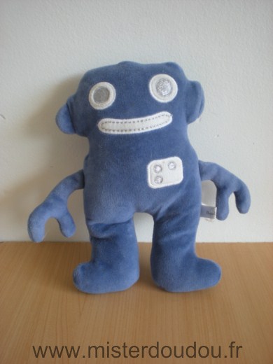 Doudou Robot Bout chou Bleu blanc 