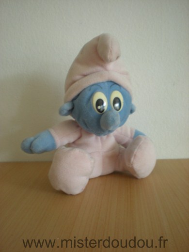 Doudou Schtroumpf Peyo Bebe schtroumpf rose bleu 